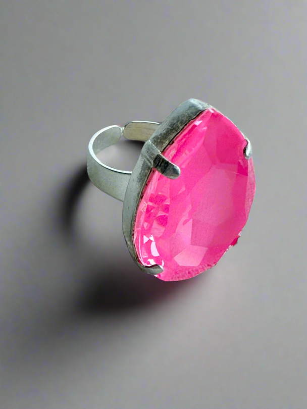 Jill  Pear Crystal Cocktail Ring