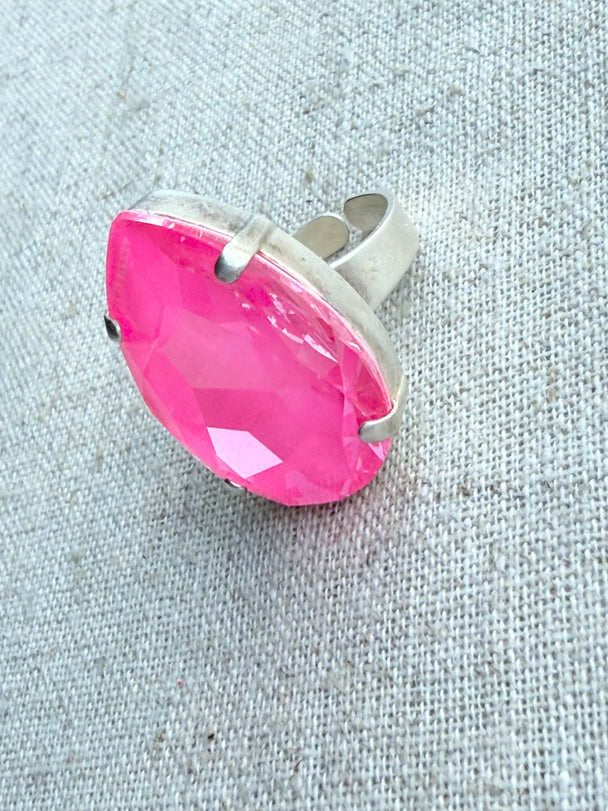 Jill  Pear Crystal Cocktail Ring