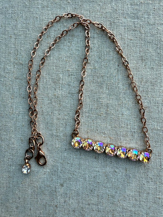 Rose Crystal Bar Necklace - Shabby To Chic Jewelry