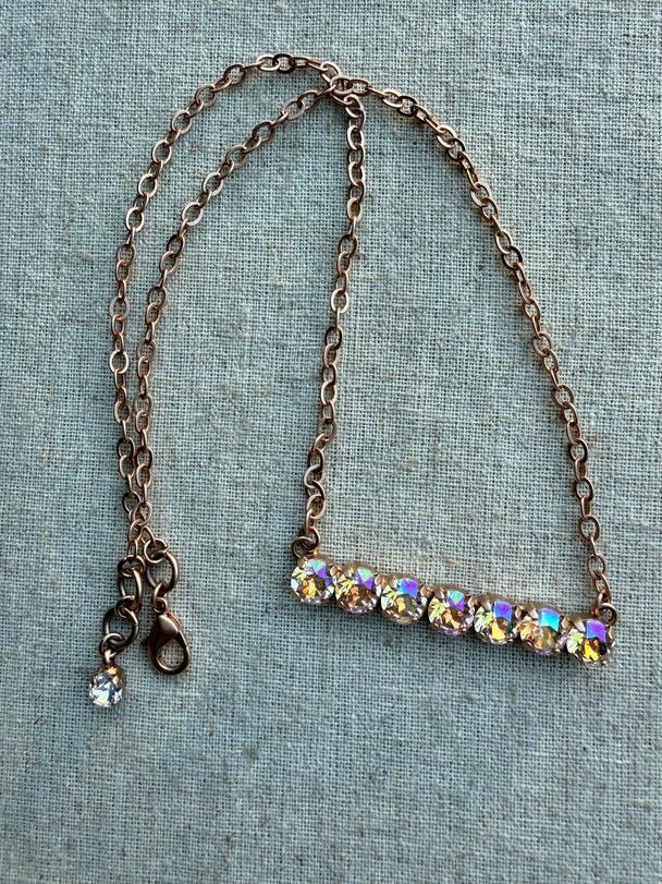 Rose Crystal Bar Necklace - Shabby To Chic Jewelry