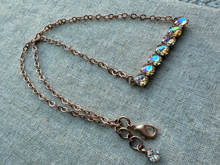 Rose Crystal Bar Necklace - Shabby To Chic Jewelry