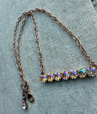 Rose Crystal Bar Necklace - Shabby To Chic Jewelry
