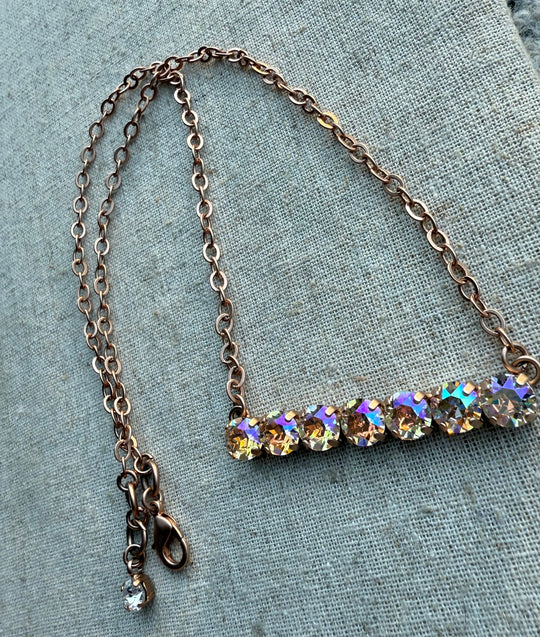 Rose Crystal Bar Necklace - Shabby To Chic Jewelry