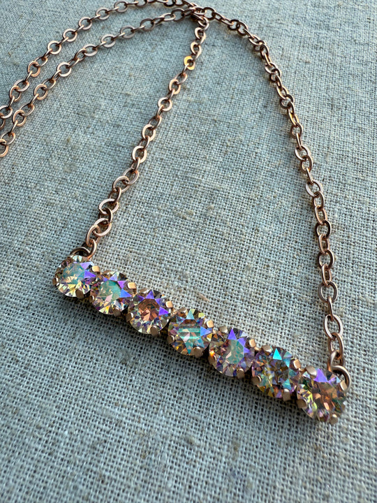 Rose Crystal Bar Necklace - Shabby To Chic Jewelry