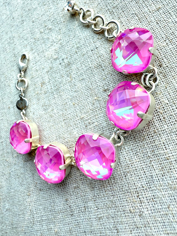 Penny Pink Faceted Crystal Bracelet - Shabby To Chic Jewelry