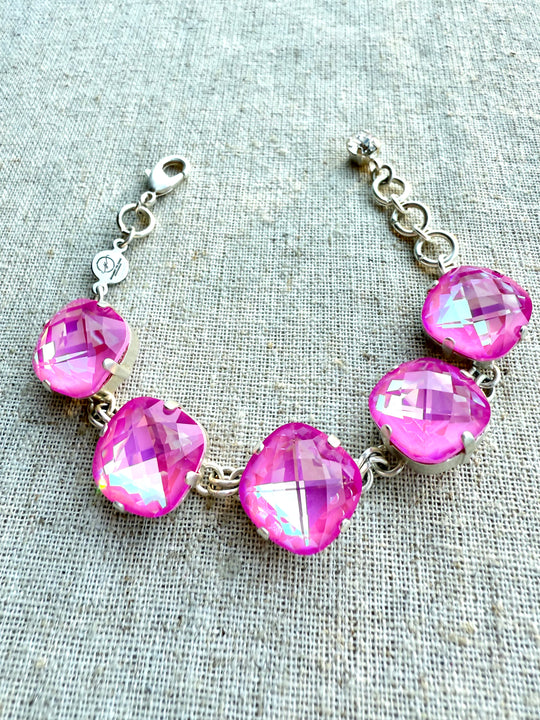 Penny Pink Faceted Crystal Bracelet - Shabby To Chic Jewelry