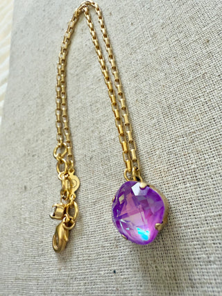 Violet Square Cut Crystal Pendant Necklace - Shabby To Chic Jewelry