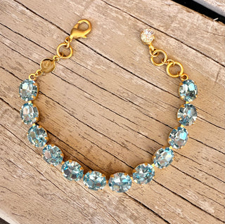 Chrystal Blue Oval Cut Premium Crystal Tennis Bracelet - Shabby To Chic Jewelry