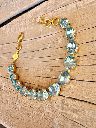 Chrystal Blue Oval Cut Premium Crystal Tennis Bracelet - Shabby To Chic Jewelry