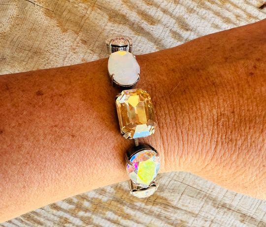 Pamela Multi-Shaped Faceted Crystal Bracelet - Shabby To Chic Jewelry