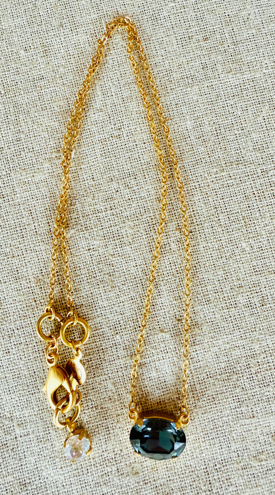 Tori Oval Crystal Pendant Necklace - Shabby To Chic Jewelry