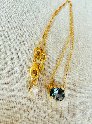 Tori Oval Crystal Pendant Necklace - Shabby To Chic Jewelry