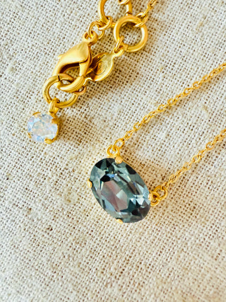Tori Oval Crystal Pendant Necklace - Shabby To Chic Jewelry