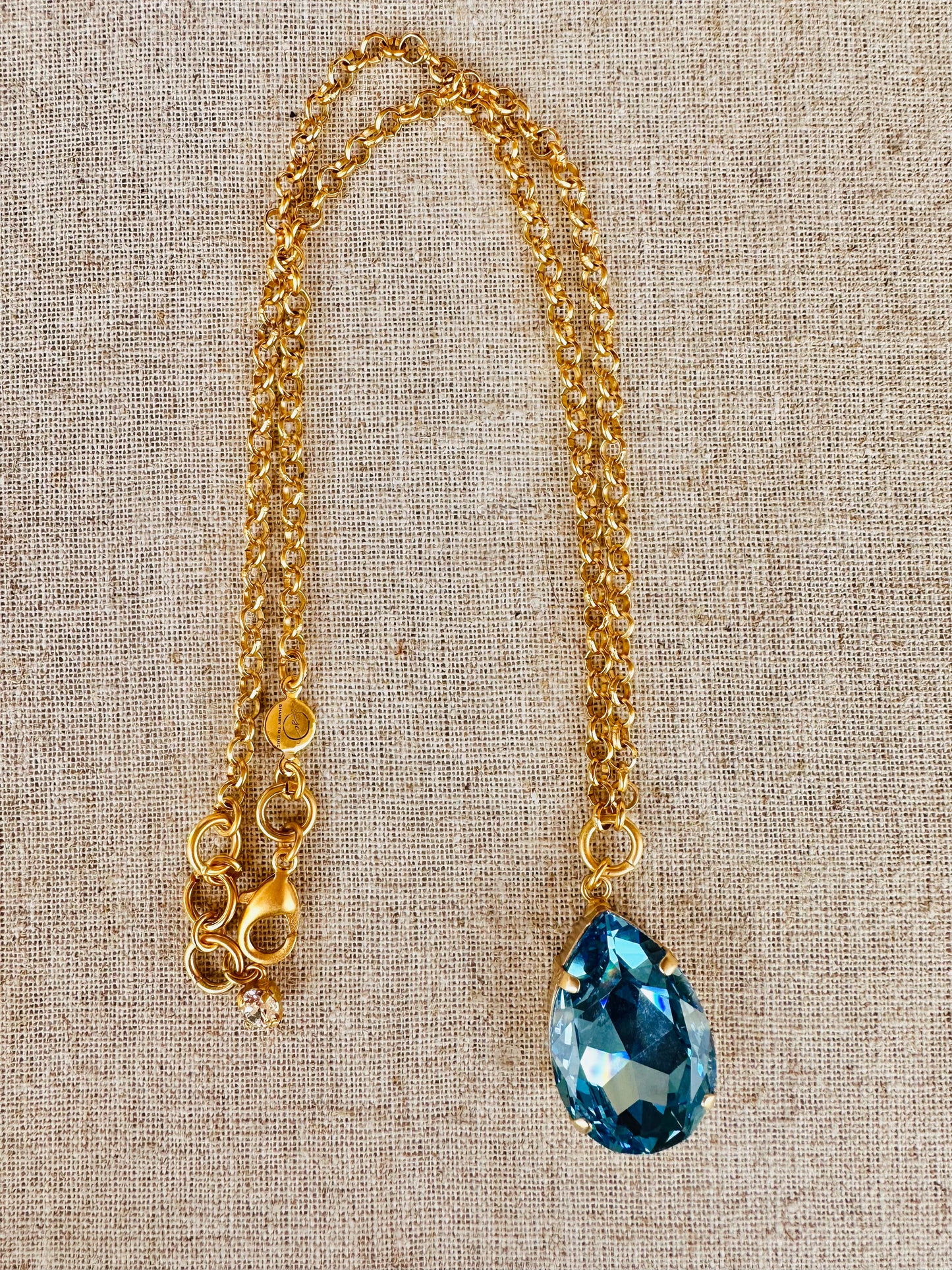 Abigail Pear Pendant Blue Crystal Necklace - Shabby To Chic Jewelry