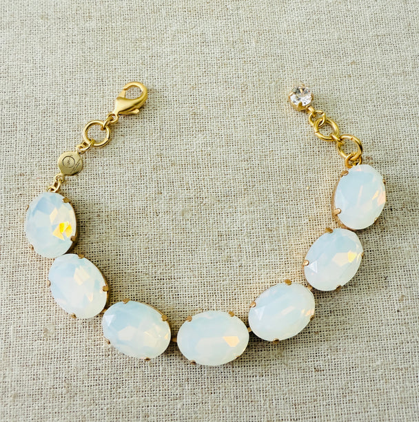 Ophelia Oval Cut Opal Crystal Tennis Bracelet - Shabby To Chic Jewelry