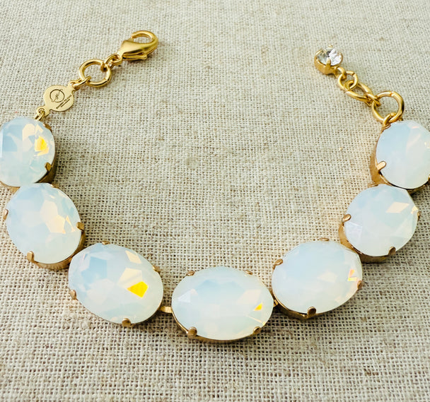 Ophelia Oval Cut Opal Crystal Tennis Bracelet - Shabby To Chic Jewelry