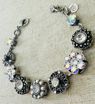 Zoe Silver Ornate Filigree Crystal Bracelet - Shabby To Chic Jewelry
