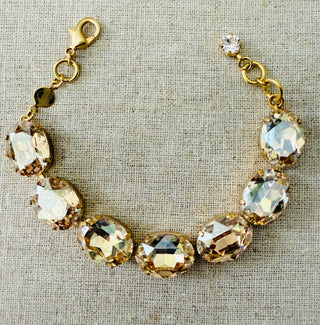 Makayla Gold Oval Cut Crystal Bracelet - Shabby To Chic Jewelry