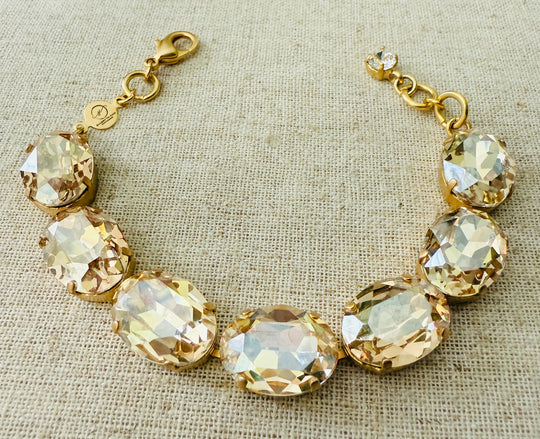 Makayla Gold Oval Cut Crystal Bracelet - Shabby To Chic Jewelry