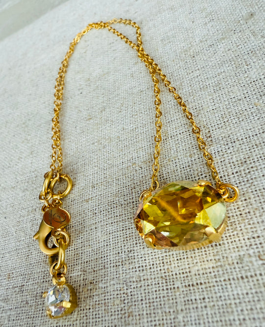 Sunny Oval Crystal Pendant Necklace