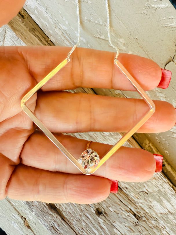 Blair Geometric Pendant Crystal Necklace - Shabby To Chic Jewelry
