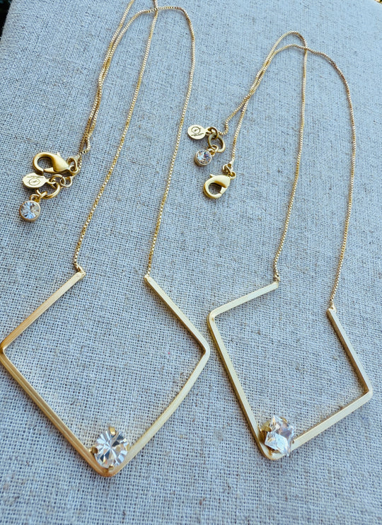 Blair Geometric Pendant Crystal Necklace - Shabby To Chic Jewelry