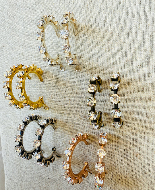 Sheila Crystal Hoop Earrings - Shabby To Chic Jewelry