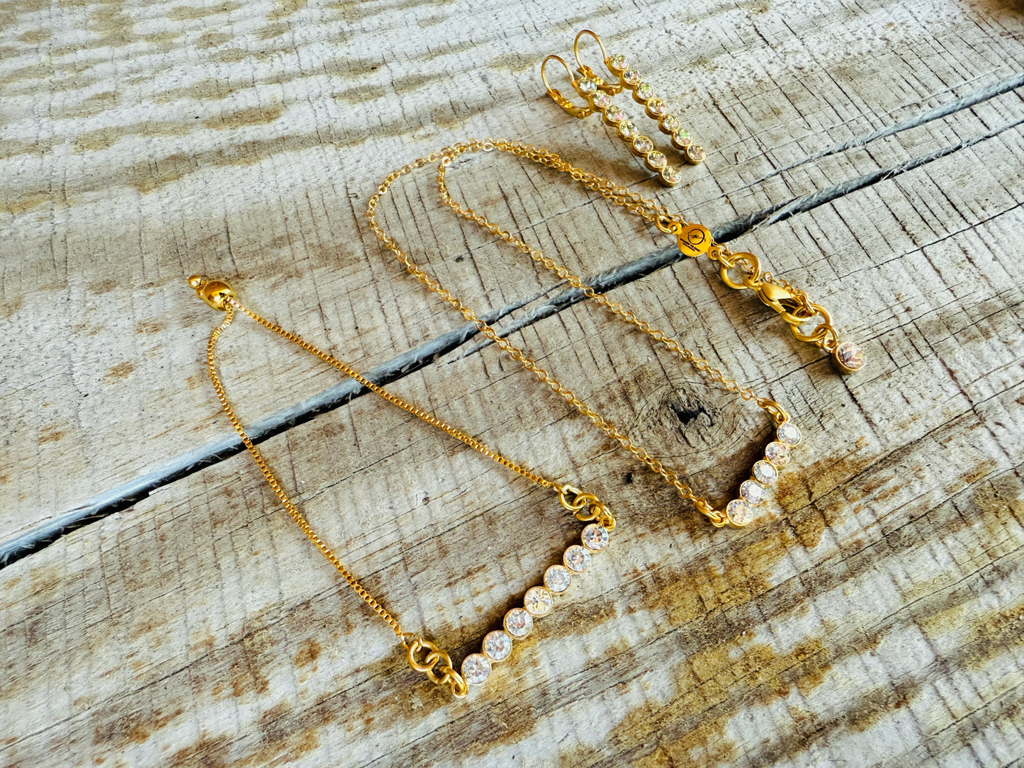 Noelle Petite Crystal Bar Necklace and Bracelet - Shabby To Chic Jewelry