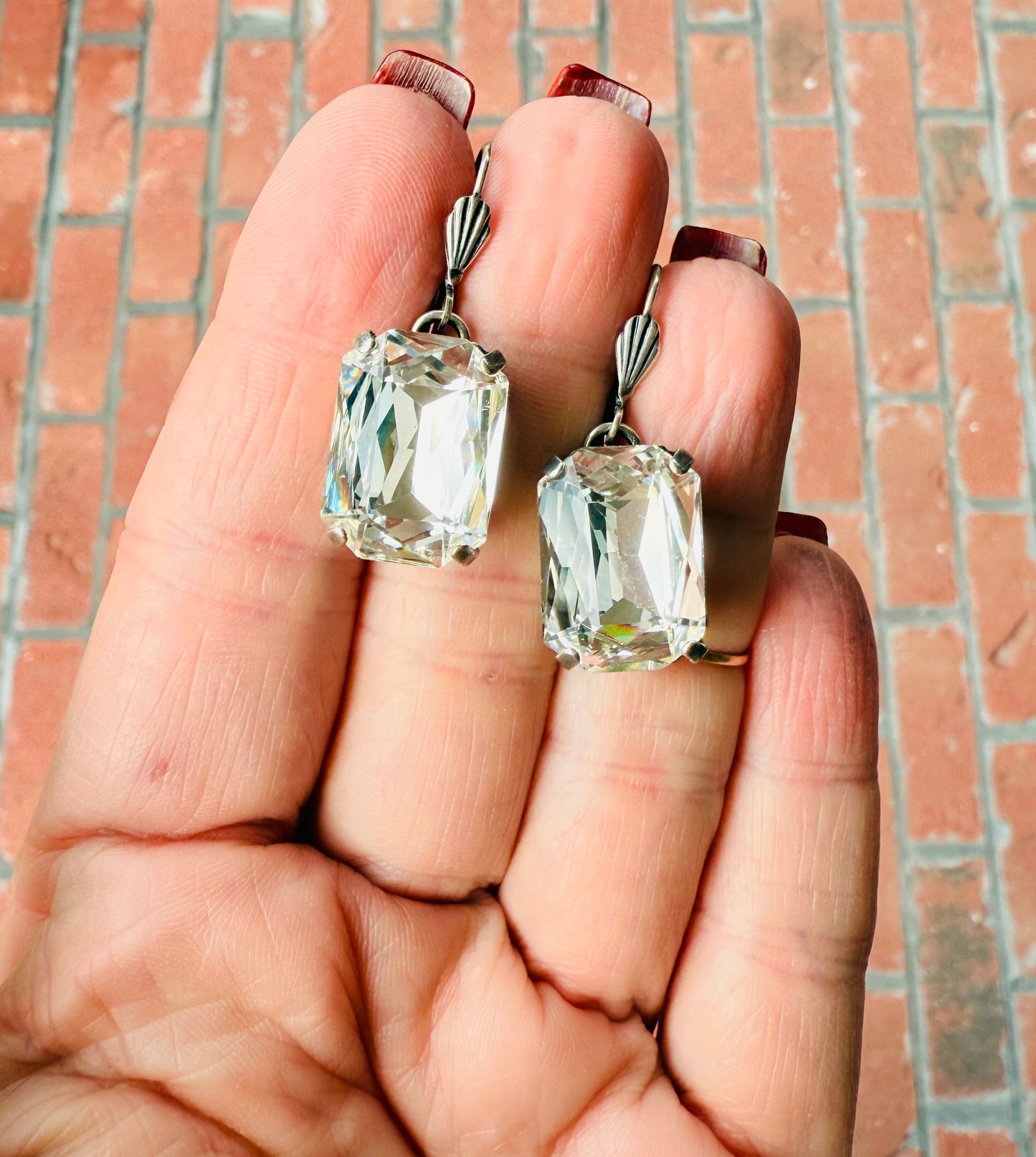 Ginger Octagon Crystal Dangle Earrings