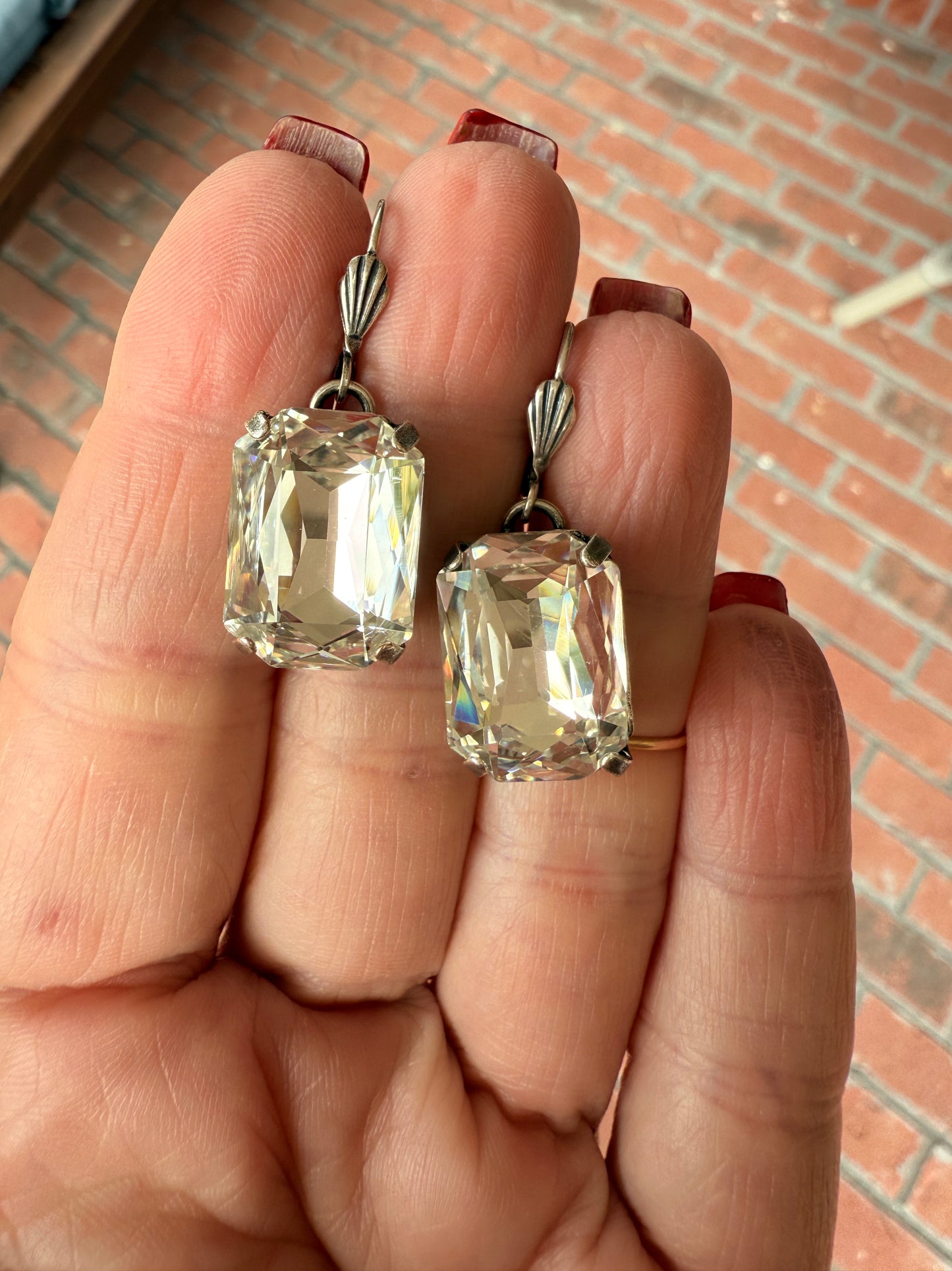 Ginger Octagon Crystal Dangle Earrings