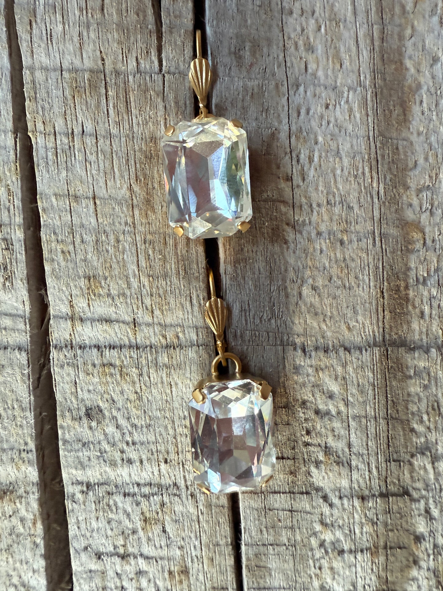 Ginger Octagon Crystal Dangle Earrings