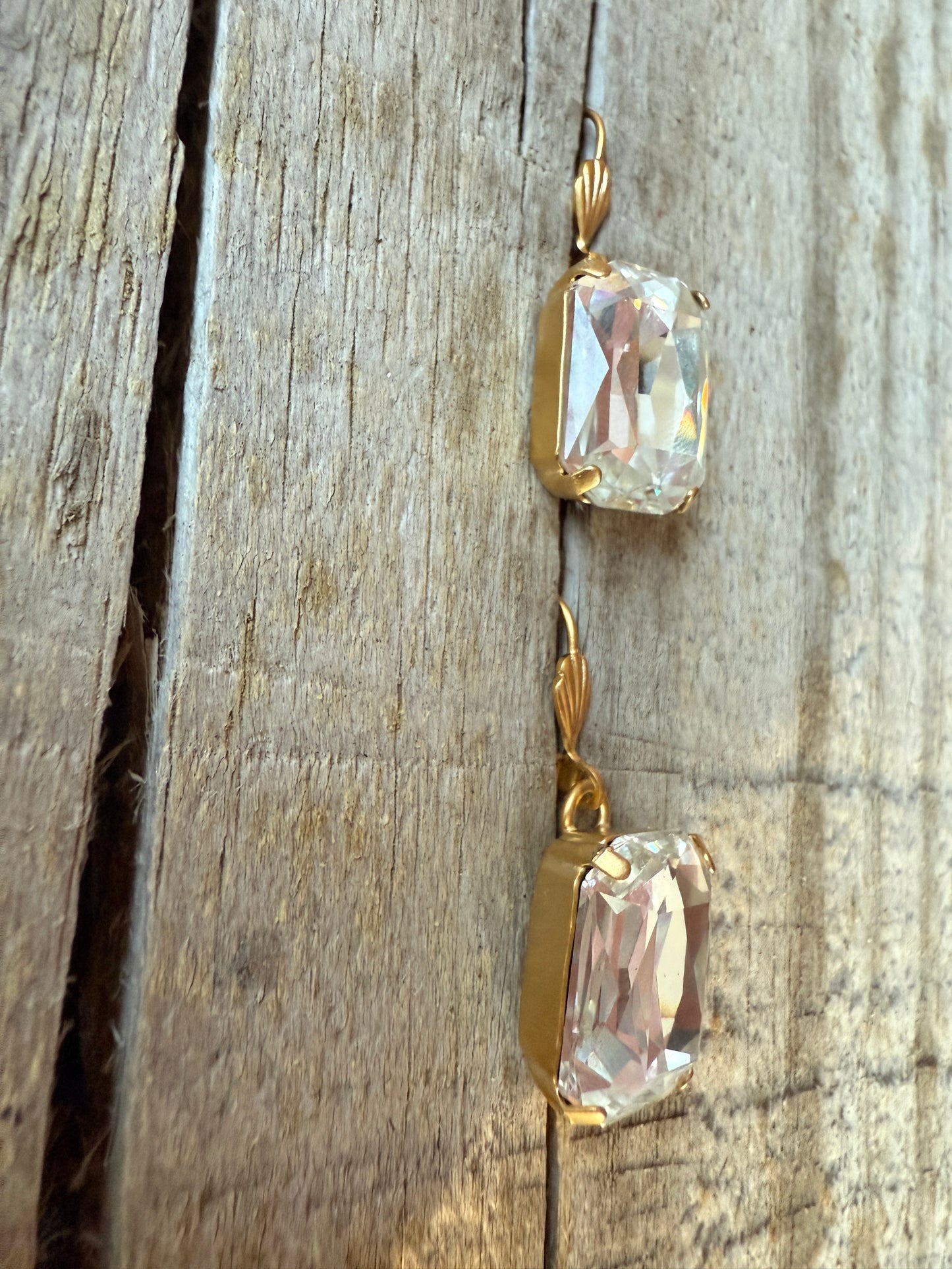Ginger Octagon Crystal Dangle Earrings
