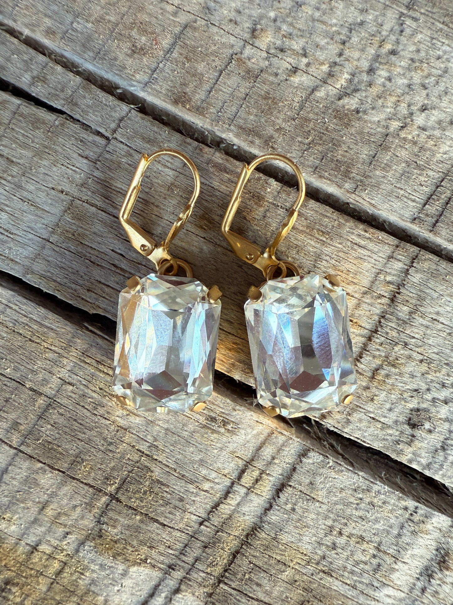 Ginger Octagon Crystal Dangle Earrings