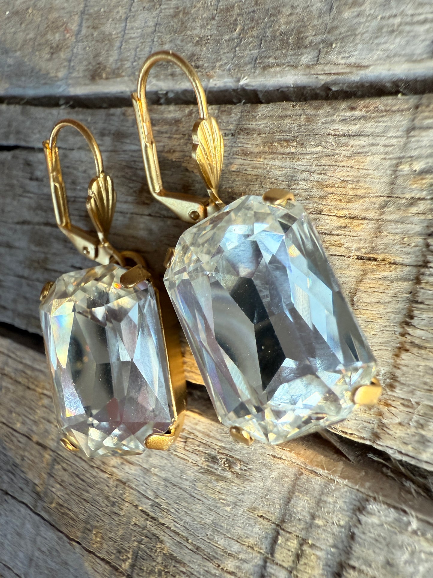 Ginger Octagon Crystal Dangle Earrings