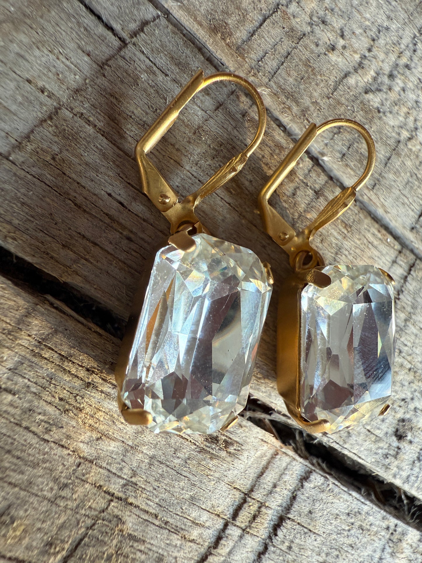 Ginger Octagon Crystal Dangle Earrings