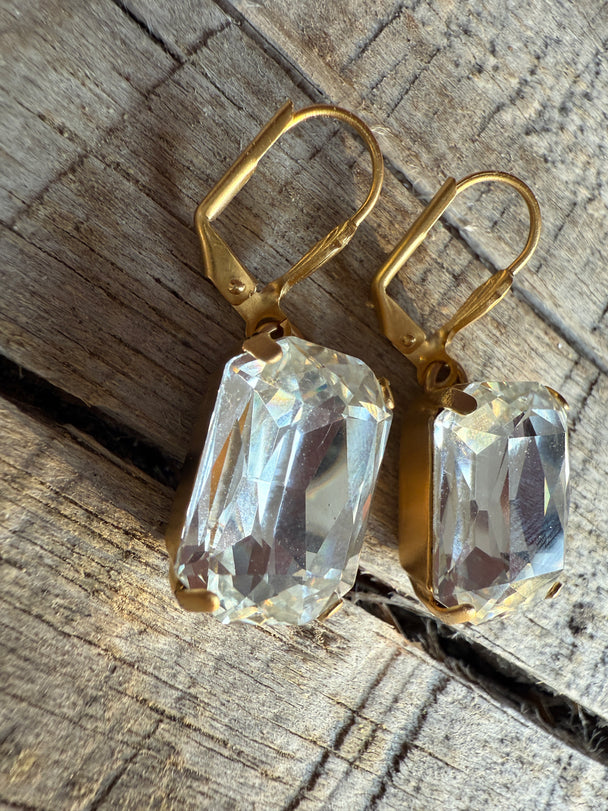Ginger Octagon Crystal Dangle Earrings