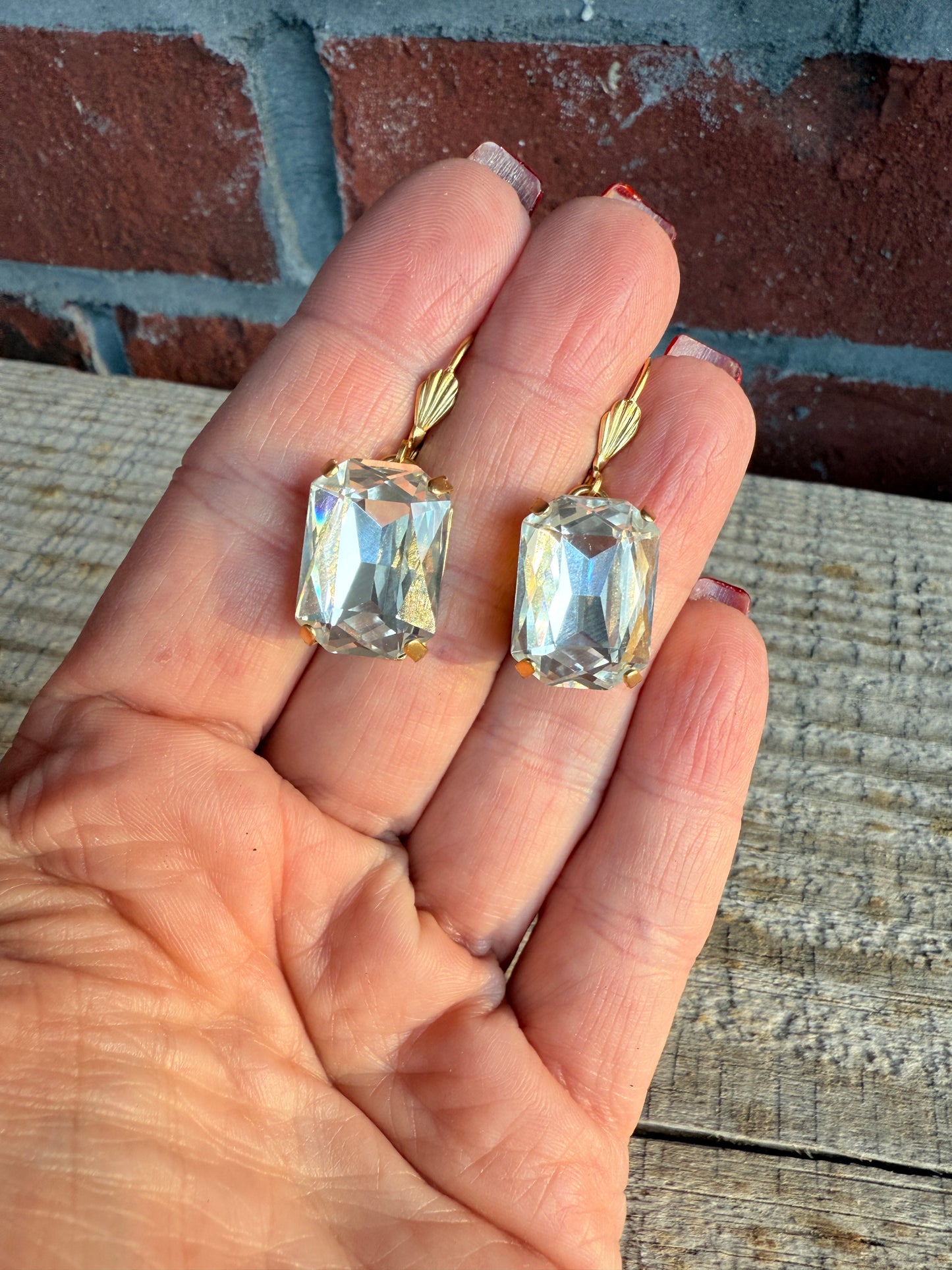 Ginger Octagon Crystal Dangle Earrings