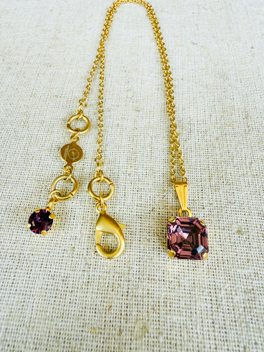 Maya Amethyst Square Crystal Necklace