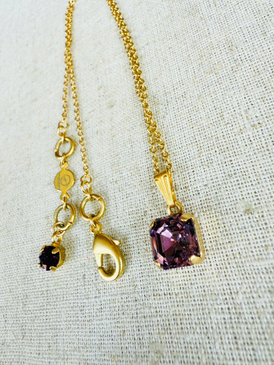 Maya Amethyst Square Crystal Necklace