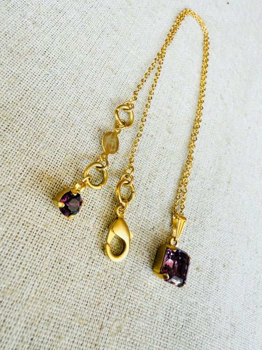 Maya Amethyst Square Crystal Necklace