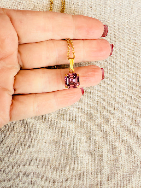 Maya Amethyst Square Crystal Necklace