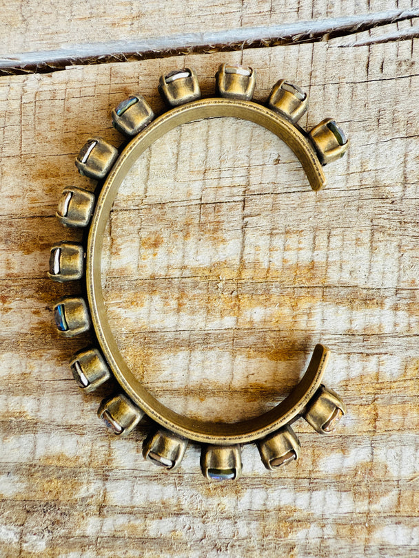 Natasha Brown Crystal Cuff Antique Gold Bracelet