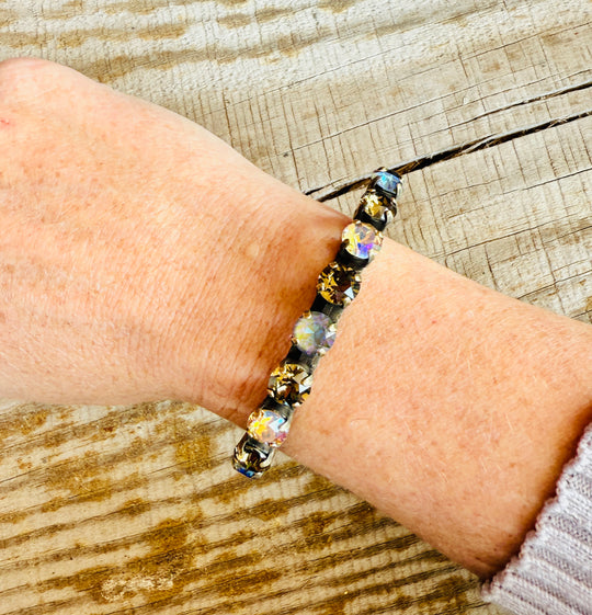 Natasha Brown Crystal Cuff Antique Gold Bracelet