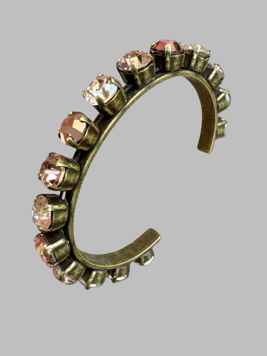 Brown Antique Gold Crystal Cuff Antique Gold Bracelet - Shabby To Chic Jewelry