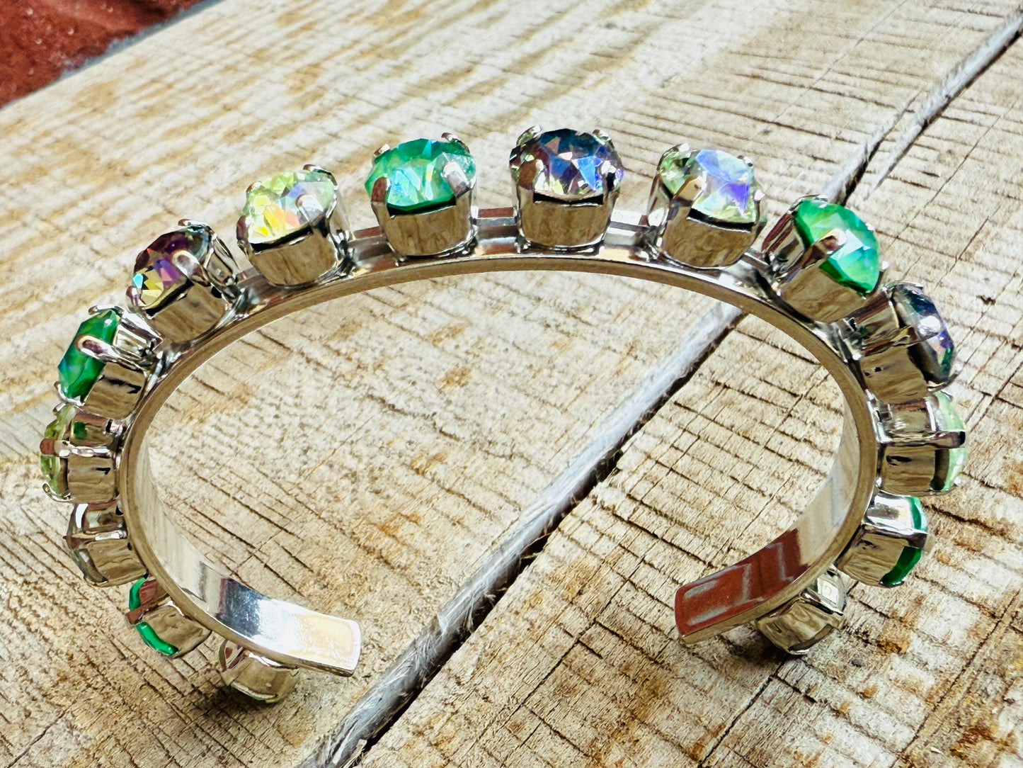 Adeline Green Crystal Cuff Bracelet - Shabby To Chic Jewelry