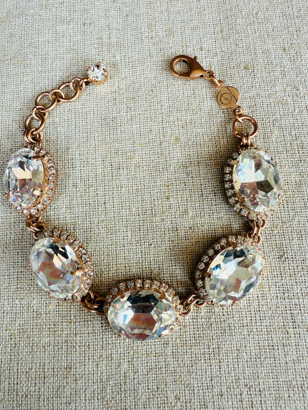 Karina Gold Link Oval Crystal Bracelet