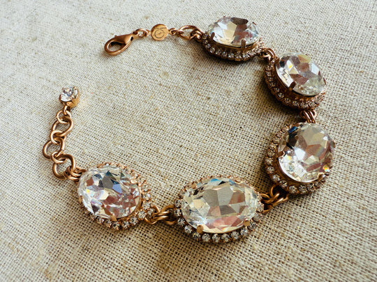 Karina Gold Link Oval Crystal Bracelet