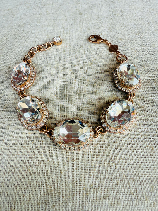 Karina Gold Link Oval Crystal Bracelet