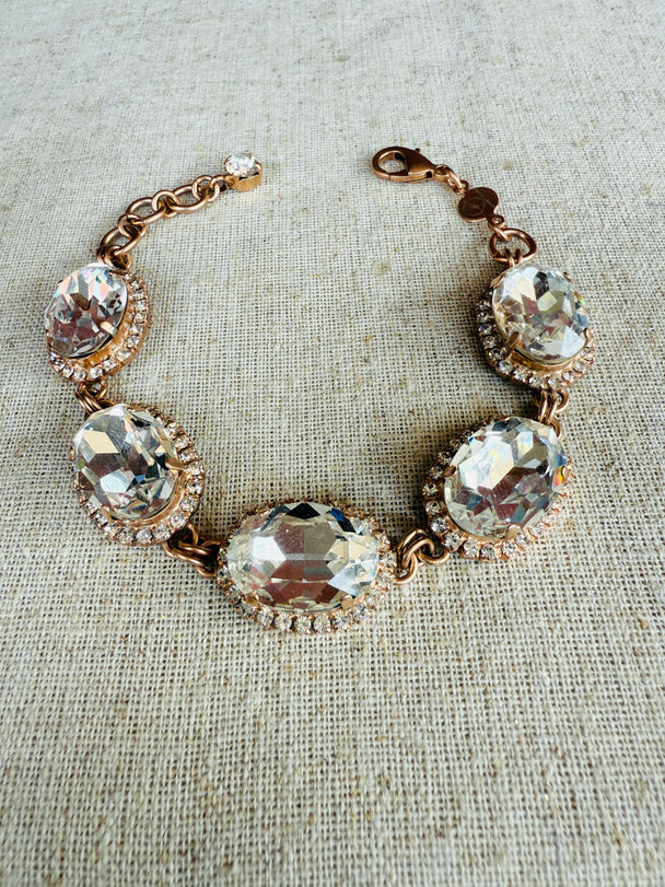 Karina Gold Link Oval Crystal Bracelet