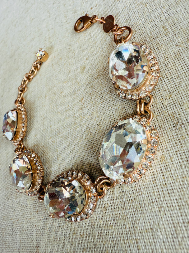 Karina Gold Link Oval Crystal Bracelet